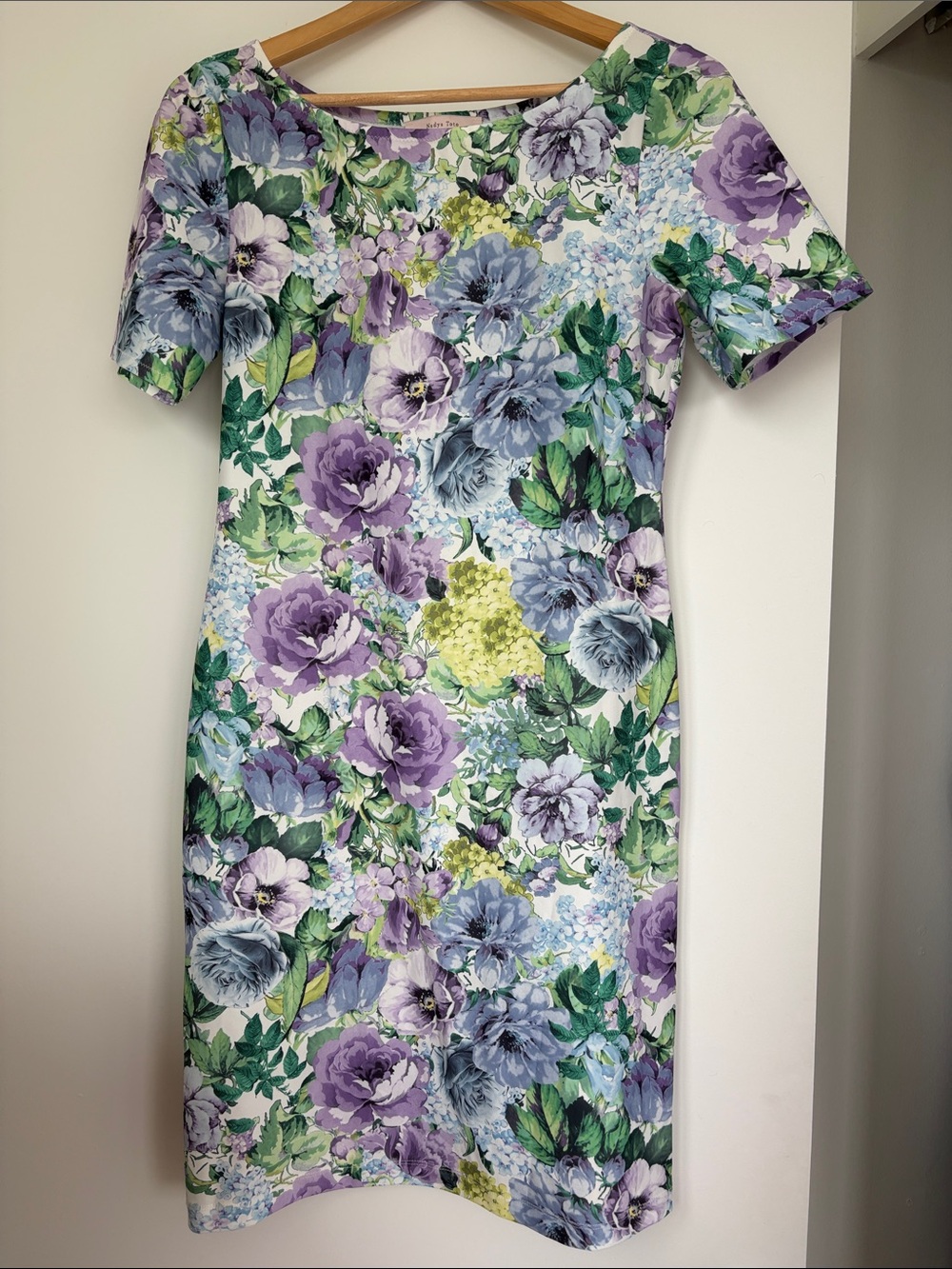 Floral Midi Dress in Purple and Green